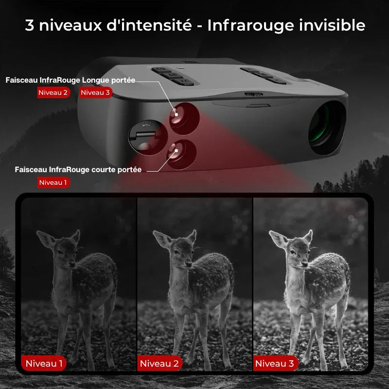 Jumelles de vision nocturne HD longue portée, monoculaire étanche