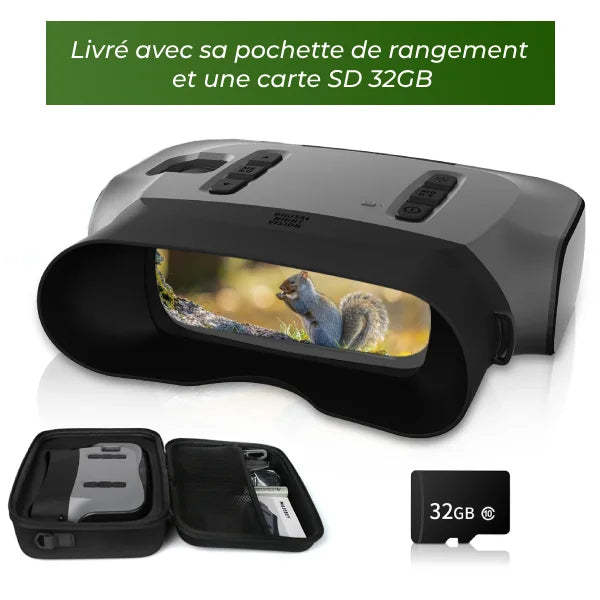 Jumelles Vision Nocturne Enfants - Écran LCD IPS 2.4", Zoom Optique 4x + Numérique 8x, LED IR 850nm 7 Niveaux, Portée 150-200m, Photo 48MP Vidéo 2.5K