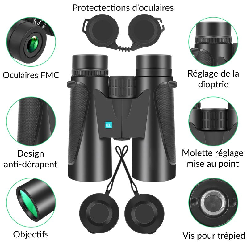Binoculars Outils Extérieurs 12x42 680g 87m/1000m Bak4 Revêtement Multi- Couches Binoculars Outils Extérieurs 12x42 680g 87m/1000m Bak4 Revêtement Multi- Couches